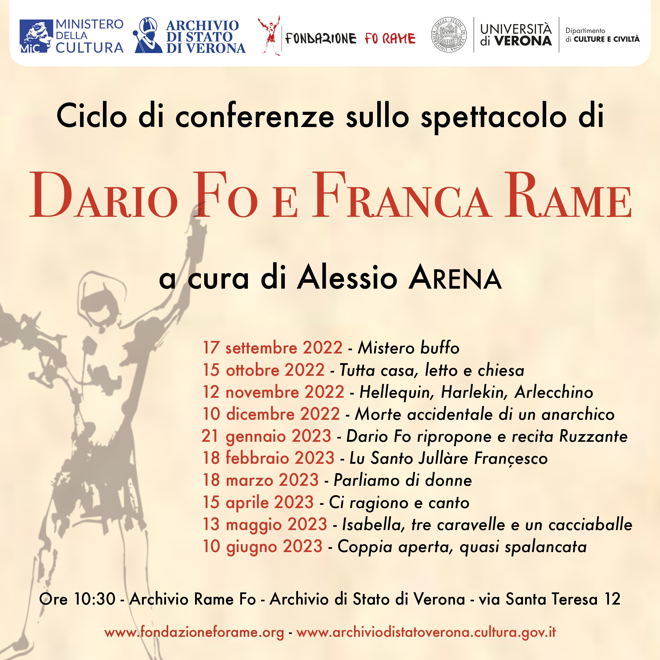 Al momento stai visualizzando Ciclo di conferenze sul teatro di Dario Fo e Franca Rame. Annullato appuntamento del 12 novembre 2022